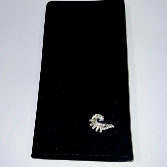 Vintage Black Velvet Long Bifold Clutch Unisex Wallet - Picture 1 of 7